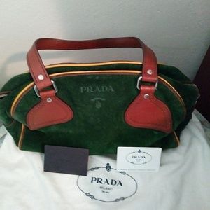 Prada Bowling Shoulder bag. Suede & Leather